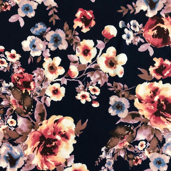 Navy Blue Floral Baseball T with Grey Sleeves - Picture 3 of 3